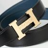 Thắt lưng Hermès Buckle H Curb - Togo/Boxcalf (Đen/Navy) size 90