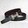 Thắt lưng Hermès H au Carré - Box Calf/Togo (Đen/Nâu) size 85