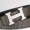 Thắt lưng Hermès H Classic Silver Matte - Crocodile/Boxcalf (Đen/Gold) size 100