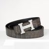 Thắt lưng Hermès H Classic Silver Matte - Crocodile/Boxcalf (Đen/Gold) size 100