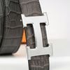 Thắt lưng Hermès H Classic Silver Matte - Crocodile/Boxcalf (Đen/Gold) size 100