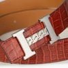 Thắt lưng Hermes H Curb - Crocodile Porosus (Đỏ) size 85