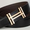 Thắt lưng Hermès H au Carré - Box Calf/Togo (Đen/Nâu) size 100