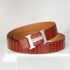 Thắt lưng Hermes H Curb - Crocodile Porosus (Đỏ) size 85