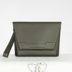 Clutch Hermès Novapolis Olive Evercolor size 28