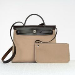 Túi Hermès Herbag PM Ebene Vache Hunter / Étoupe Canvas (Unisex) size 31