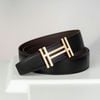 Thắt lưng Hermès H au Carré - Box Calf/Togo (Đen/Nâu) size 100