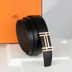 Thắt lưng Hermès H au Carré - Box Calf/Togo (Đen/Nâu) size 100