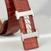 Thắt lưng Hermes H Curb - Crocodile Porosus (Đỏ) size 85