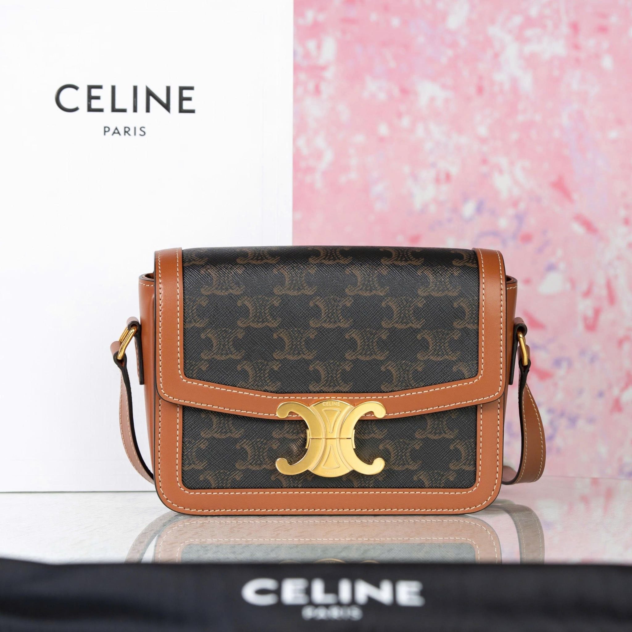 Túi đeo Céline Teen Triomphe in Triomphe Monogram size 18