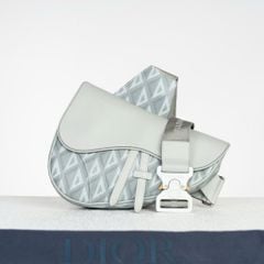 Túi Christian Dior Saddle in CD Diamond / Canvas Grained Calfskin 'Gray' size 26