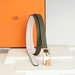 Thắt lưng Hermès H Golden Lucky 15 - Swift/Epsom (Hồng Mauve Pale/Nâu) size 75