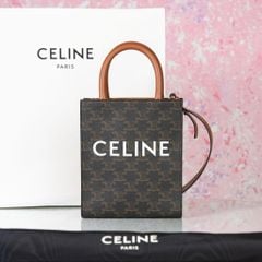 Túi đeo Céline Triomphe Vertical Mini Tote in Triomphe Monogram Canvas size 20