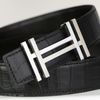 Thắt lưng Hermès H au Carré in Silver Palladium - Crocodile Porosus size 95