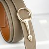 Thắt lưng Hermès Casaque Reversible Epsom (Xám/Gold) size 95