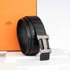 Thắt lưng Hermès H Touareg Crocodile (Đen) size 95