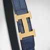 Thắt lưng Hermès H Guillochée Indigo Crocodile (Xanh Tím) size (95-100)