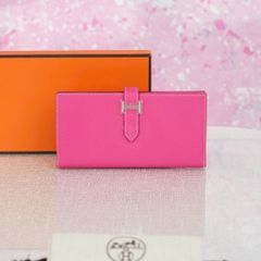 Ví dài Hermès Bearn Bifold Rose Tyrien Epsom