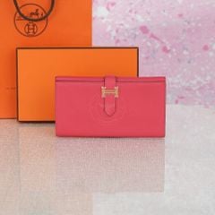 Ví dài Hermès Bearn Bifold Rose Jaipur Chèvre Mysore