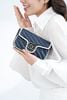 Túi đeo Gucci GG Marmont Navy Blue/White Calfskin (Xanh Navy) size Mini