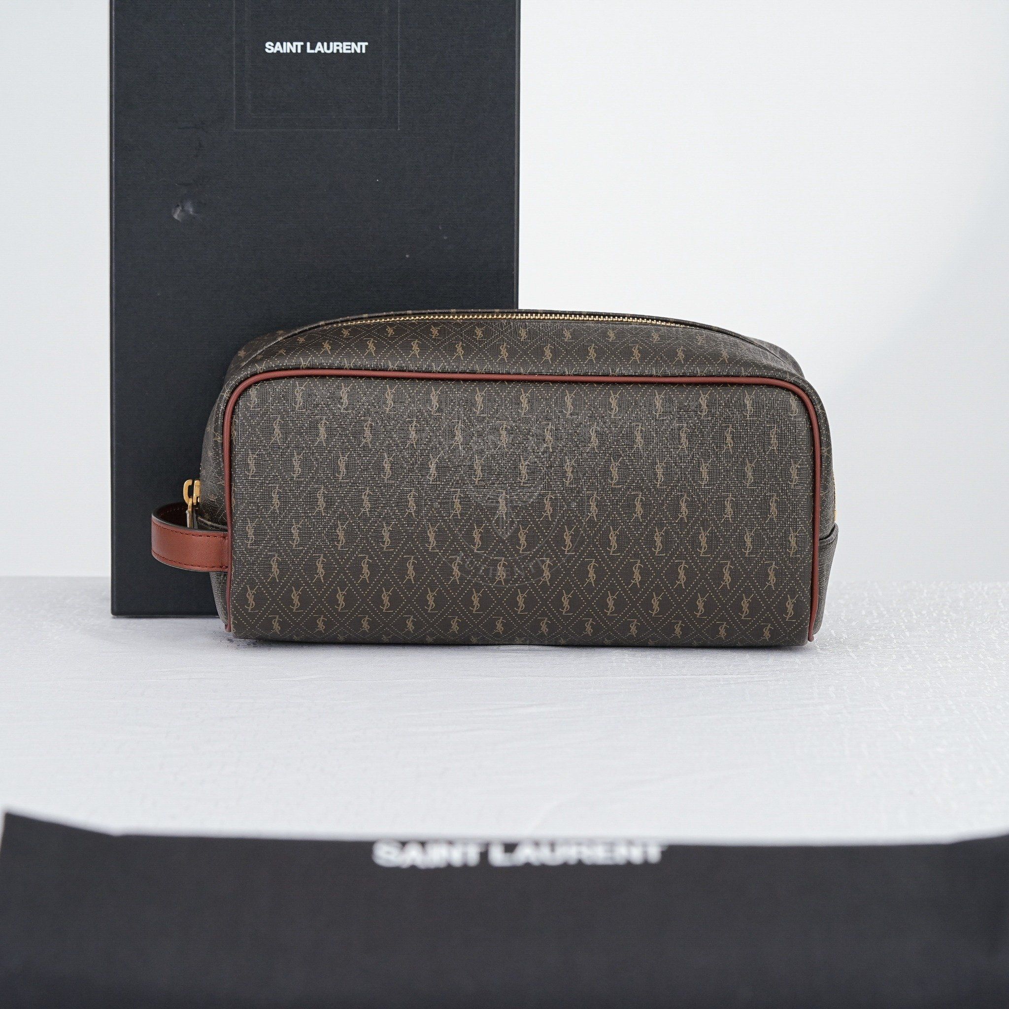 Clutch Saint Laurent Monogram-printed Toilette size 25