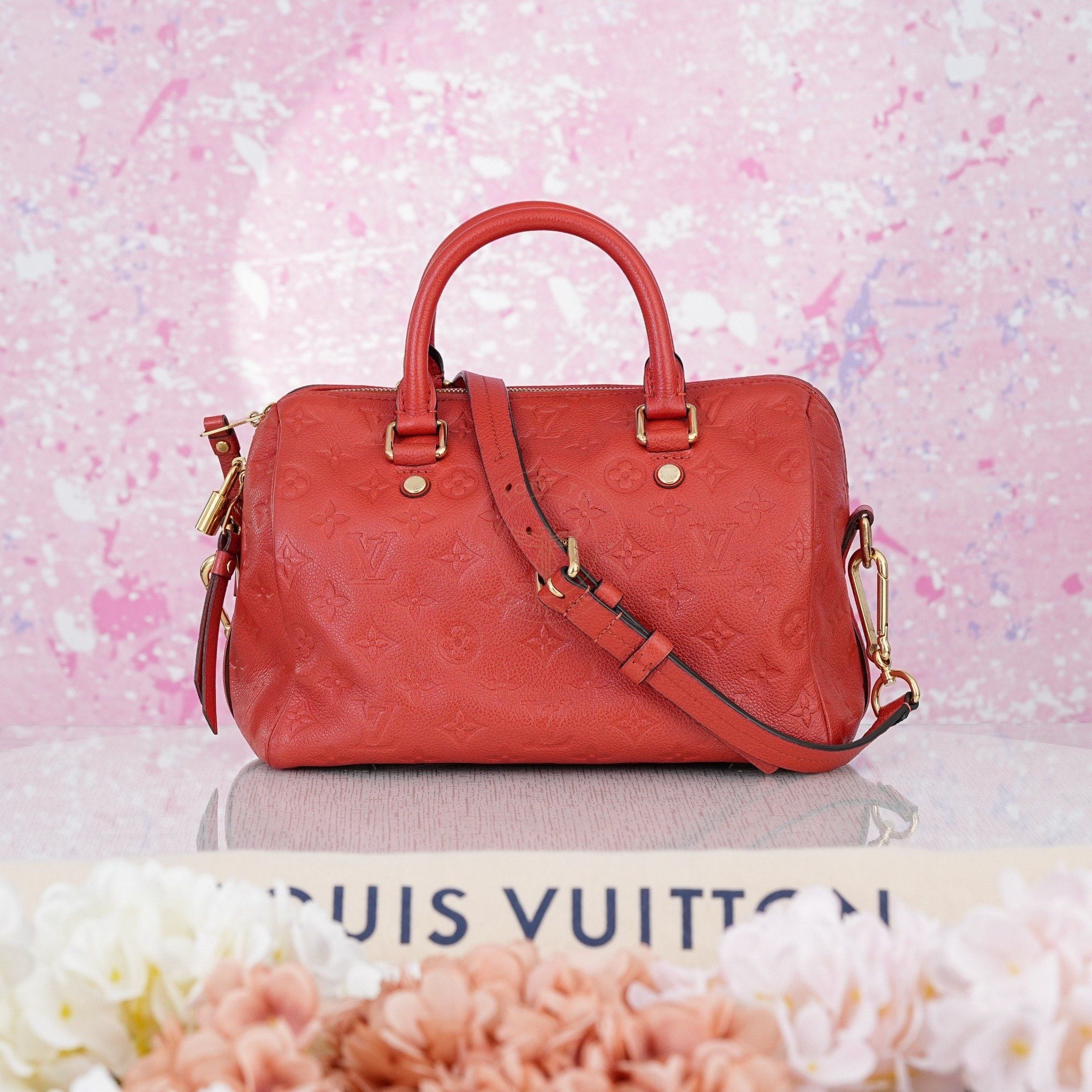 Túi đeo Louis Vuitton Speedy Red Empreinte Monogram size 25