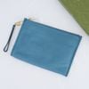 Pouch Gucci Signature Logo Calfskin In Blue