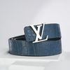 Thắt lưng Louis Vuitton Initiales Bleu Nuit Crocodile size 95 (Xanh đậm)