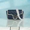 Túi đeo Gucci GG Marmont Navy Blue/White Calfskin (Xanh Navy) size Mini