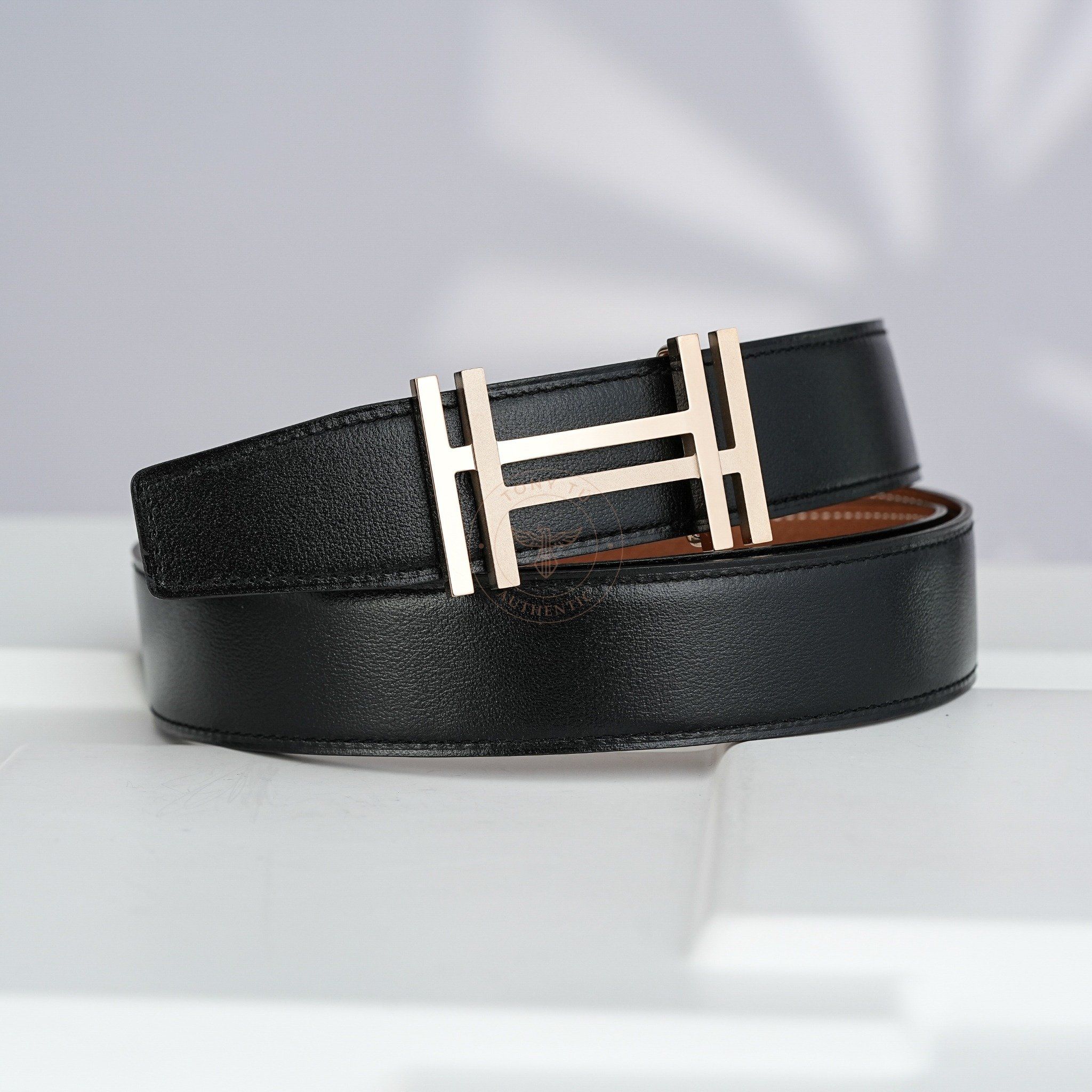 Thắt lưng Hermès H au Carré Reversible Boxcalf / Togo size 115 (Đen/Nâu)