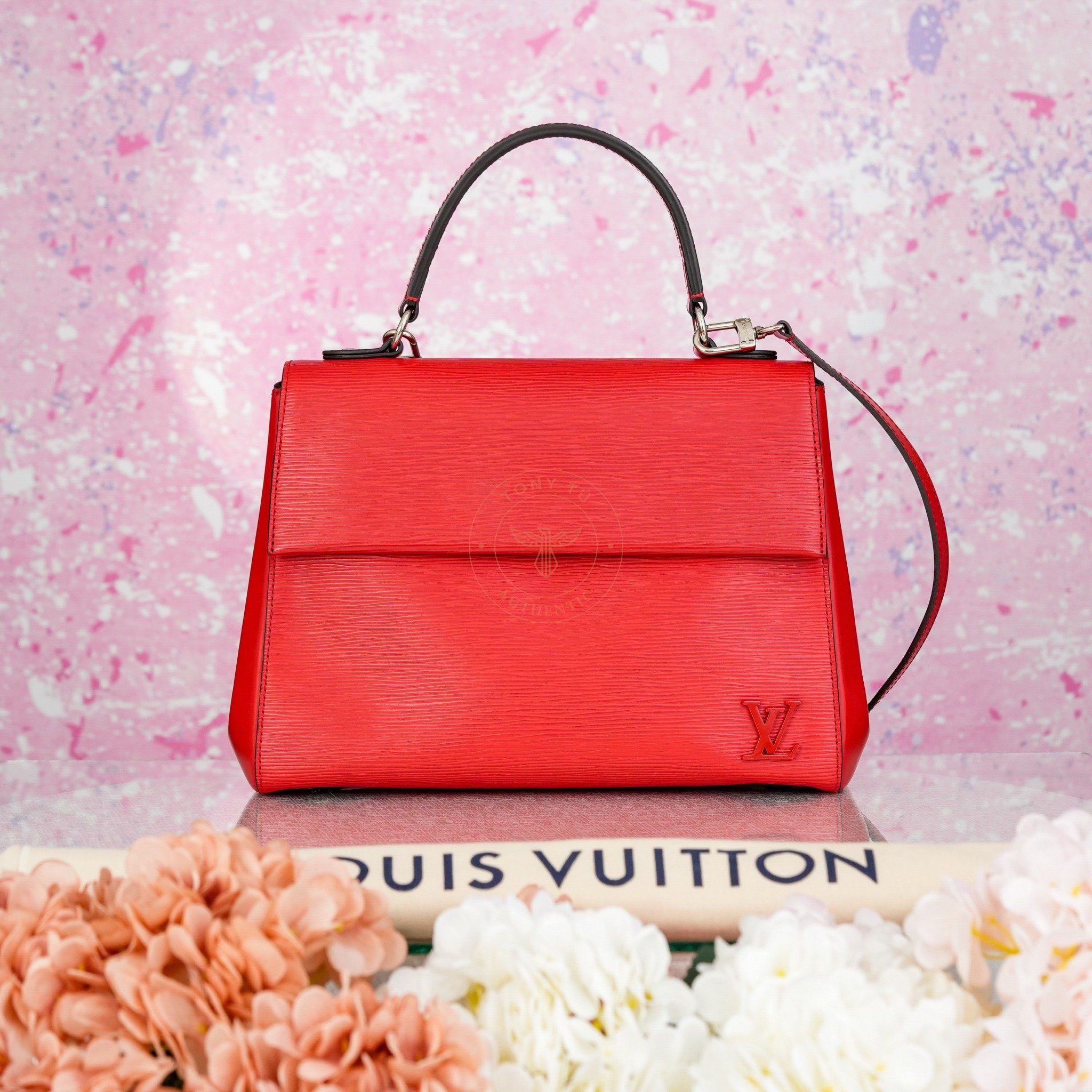 Túi Louis Vuitton Cluny Top Handle Coquelicot Epi (Đỏ son) size 30