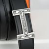 Thắt lưng Hermes Touareg Letter Sliver Buckle Reversible Boxcalf/Togo (Đen/Xám) size 95