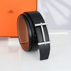 Thắt lưng Hermès H Silver Buckle Reversible Box Calf/Togo size 95 (Đen/Nâu)