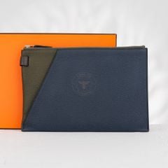 Clutch /Pouch Hermès Cabavertige Togo Navy Olive (Xanh Navy/Xanh Olive) size 30