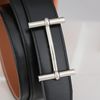 Thắt lưng Hermès H Silver Buckle Reversible Box Calf/Togo (Đen/Nâu) Size 90