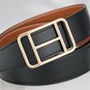 Thắt lưng Hermès PG H Buckle Reversible Boxcalf/Togo (Đen/Nâu Gold) size 105
