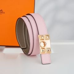 Thắt lưng Hermès Collier De Chien Reversible Swift/Epsom (Hồng phấn/Nâu) size 75