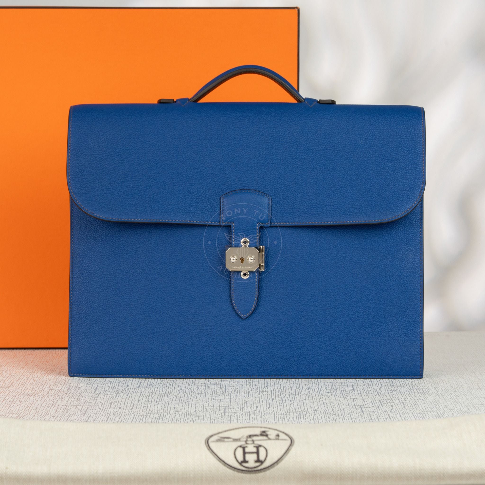 Cặp tài liệu Hermès Sac à Dépêches Briefcase Togo Bleu Électrique size 39