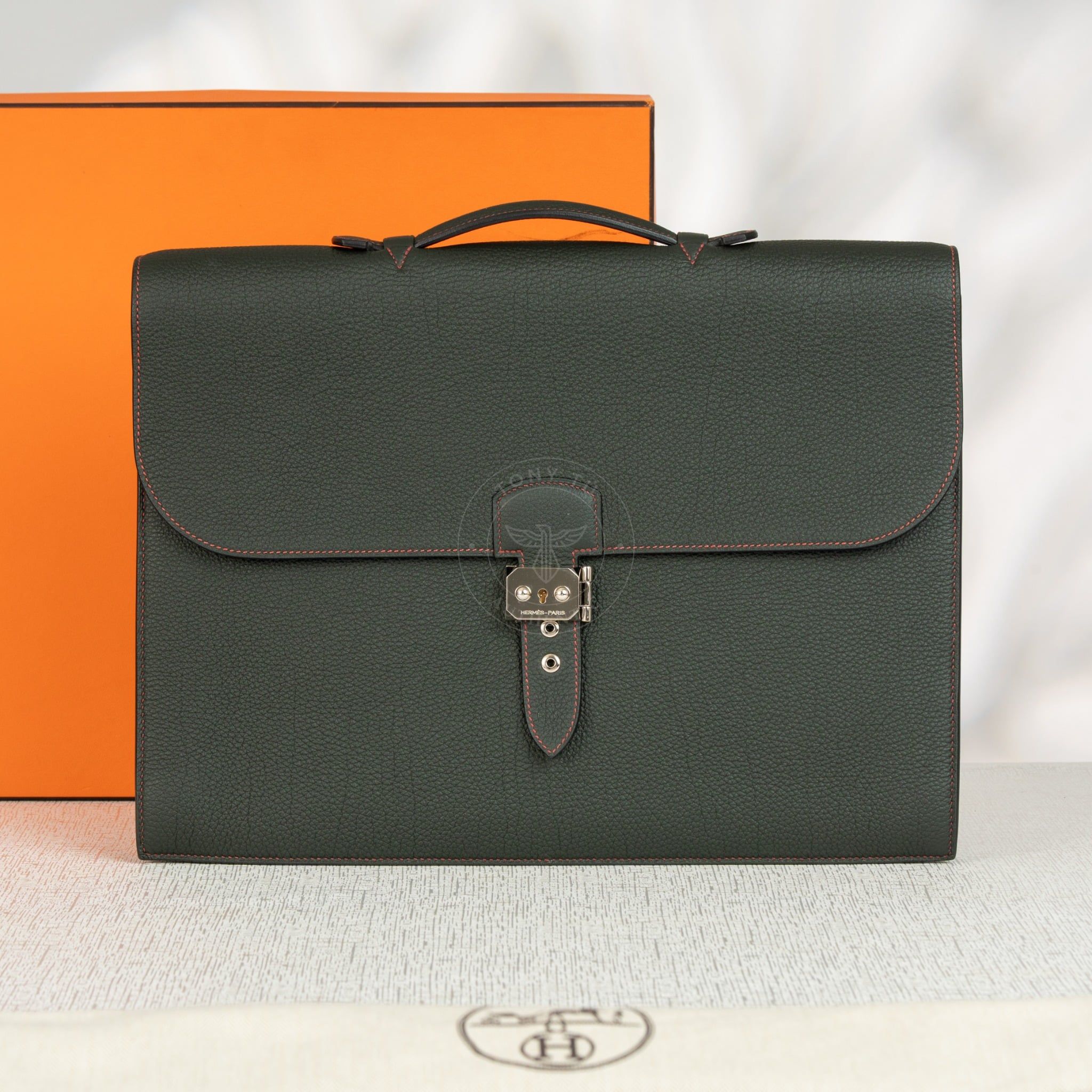 Cặp tài liệu Hermès Sac à Dépêches Togo Vert Cypress size 39