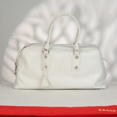 Túi du lịch Bally Switzerland Duffle White Calfskin Size 47