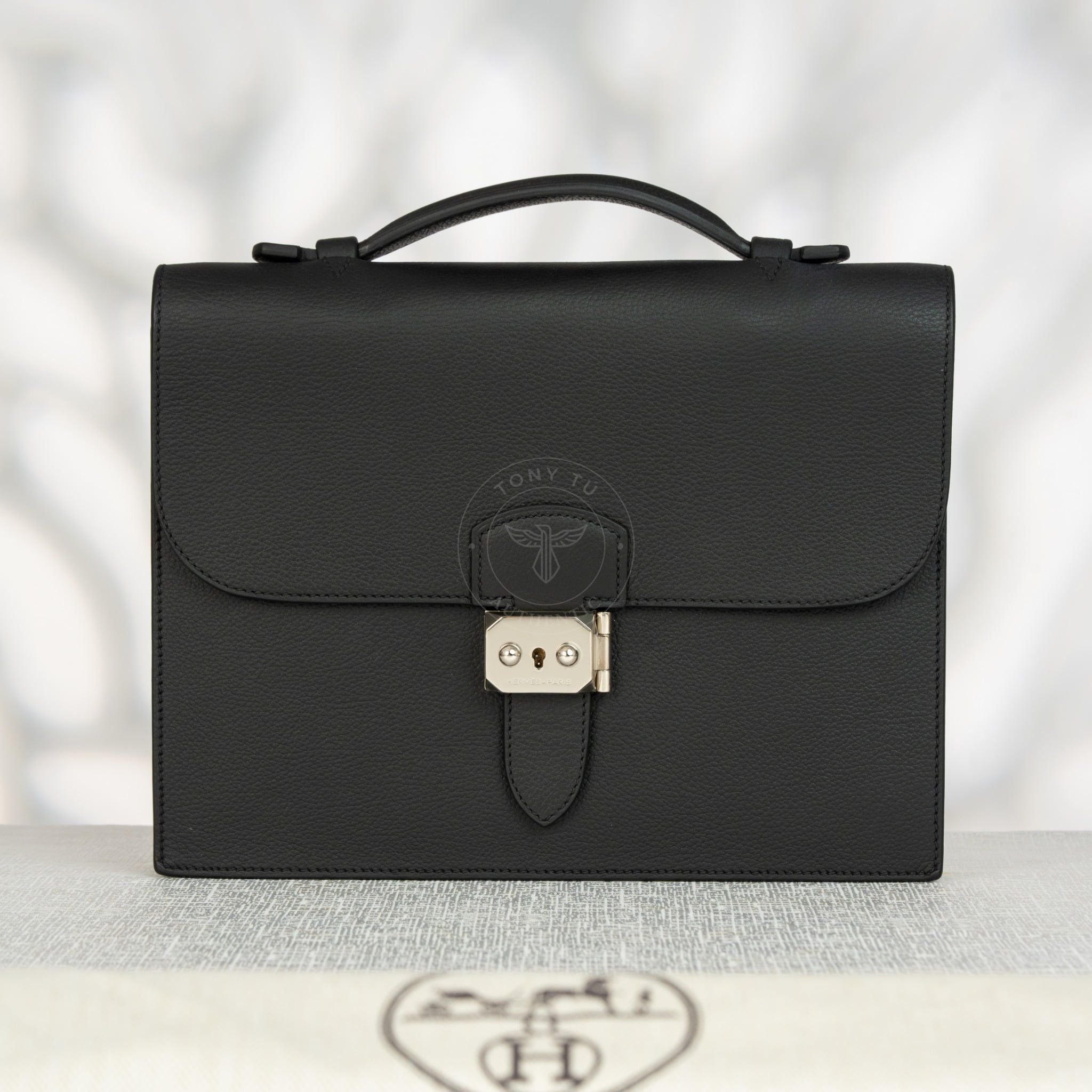 Clutch Hermès Sac à Dépêches Noir Evercolor Size 26