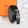 Thắt lưng Hermès H Gold Buckle Reversible Box Calf/Togo (Đen/Xám) Size 90