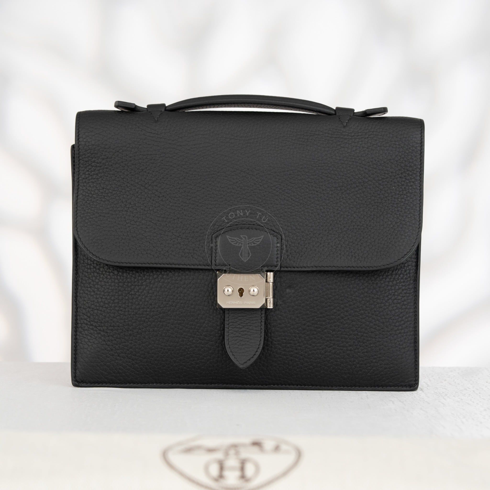 Clutch Hermès Sac à Dépêches Bordeaux Togo (Đen) size 26