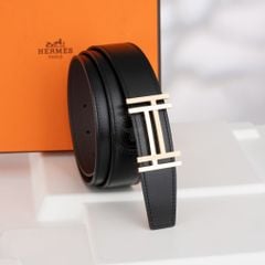 Thắt lưng Hermès H au Carré Reversible Box Calf/Togo (Đen/Nâu) size 100