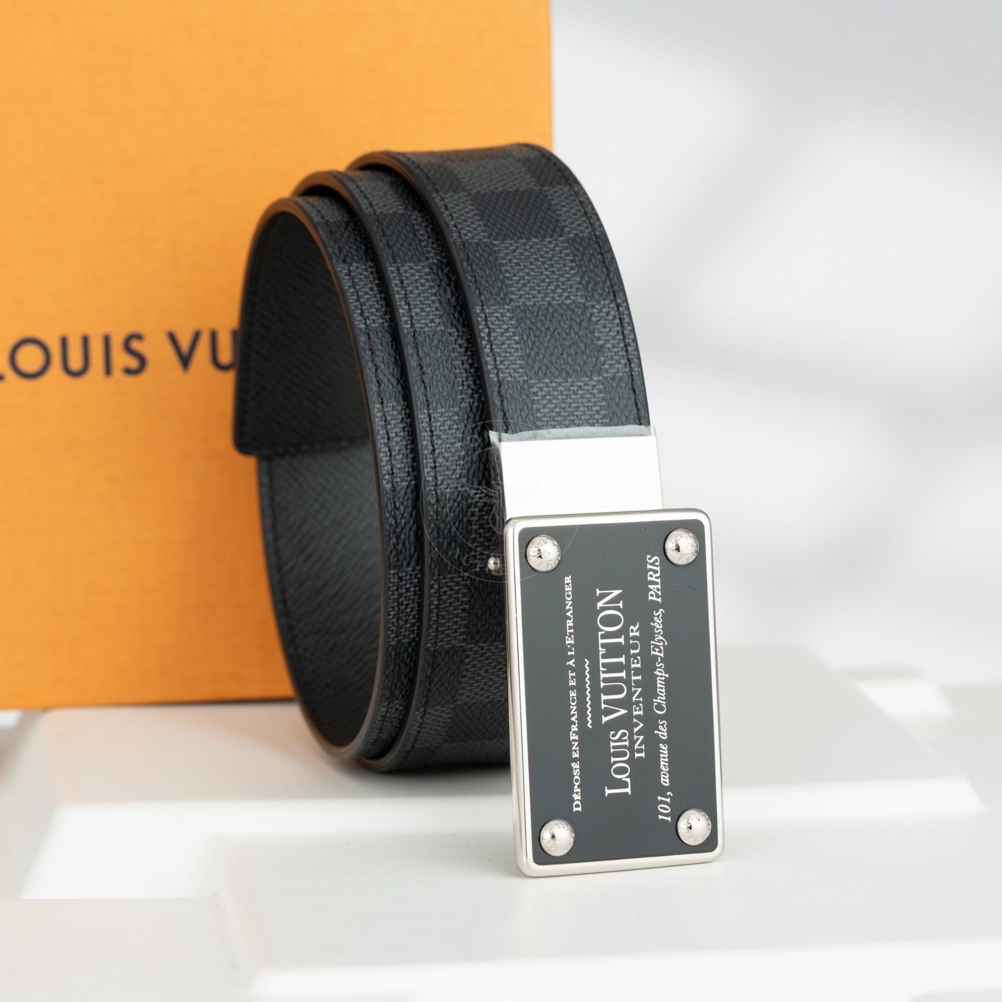 Thắt lưng Louis Vuitton Inventeur Damier Graphite size 90