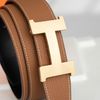 Thắt lưng Hermes H Constance Boxcalf/Togo size 95 (Đen/Nâu Gold)