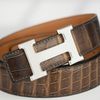 Thắt lưng Hermès H Guillochée  Brown Crocodile (Size 90–95)