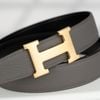 Thắt lưng Hermès H Martelee Buckle Reversible Togo/Boxcalf (Đen/Xám) size 90