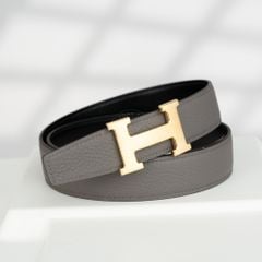 Thắt lưng Hermès H Martelee Buckle Reversible Togo/Boxcalf (Đen/Xám) size 90