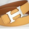 Thắt lưng Hermès H Martelée Reversible Epsom/Evercolor (Jaune Ambre/Nâu Gold) size 90
